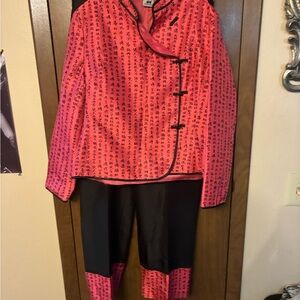Vintage Junction West pink and Black pantsuit